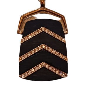 Ann Taylor statement Necklace Pendant New Black Gold